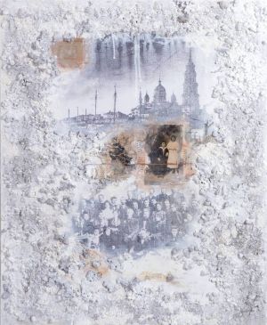 « Les blancheurs du rivage ». Techniques mixtes sur toile. 60x73 cm