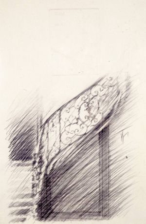 « Étude II d’escalier ». Mine de plomb sur papier gaufré. 32x50 cm