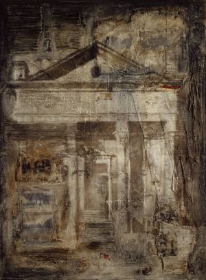 « Le temple ». Huile sur toile et matériaux. 97x130 cm 