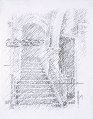 Étude pour « Escalier de la Vieille Havane IV ». Mine de plomb sur papier. 30x25 cm