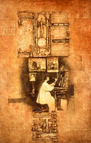 « Le peintre chinois ». Huile et sculptures sur toile. 130x195 cm